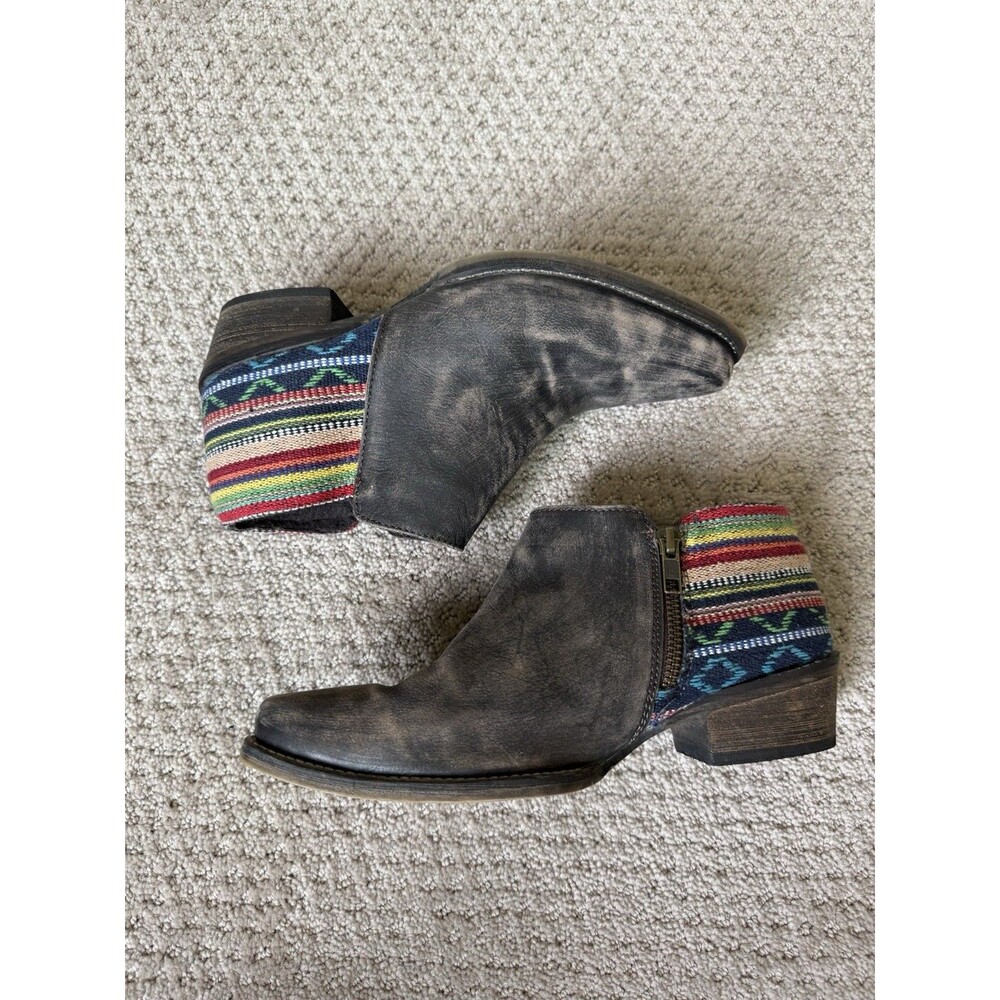 Roper Serape Heel Southwestern Cowboy Boots Western Booties Cowgirl Snip Toe - Picture 8 of 16